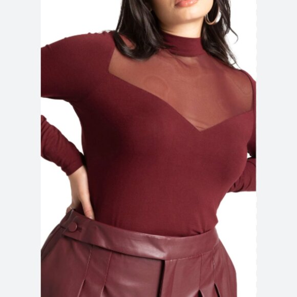 Eloquii Mesh Mock Neck Top NWT - Picture 1 of 5